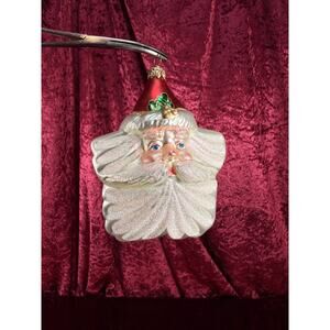 Vintage Christmas Handblown Glass Ornament Santa Claus Star Polonaise Kurt Adler